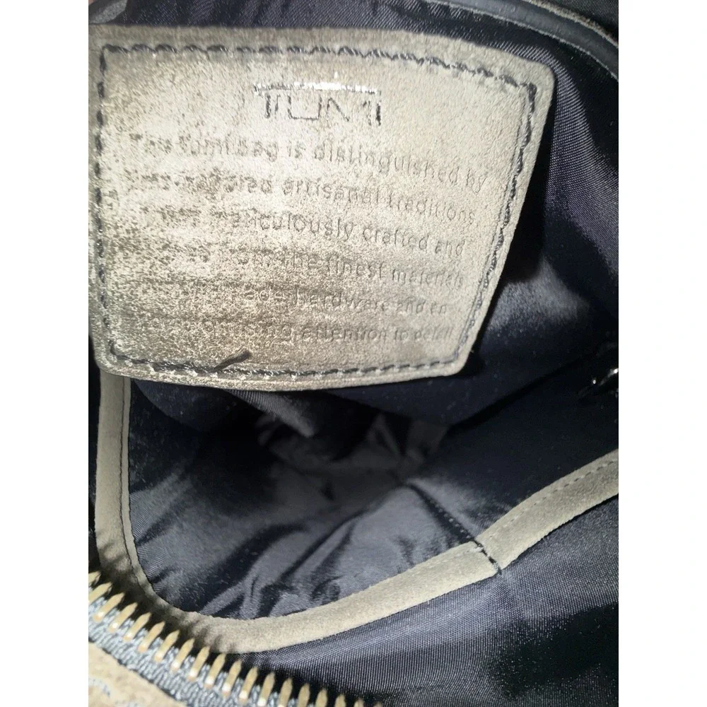 Tumi Briefcase Mens Grey Black Ombre Suede Leather Satchel Messenger Bag